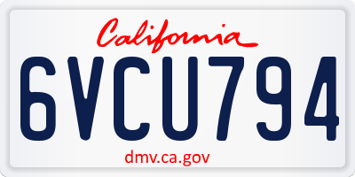 CA license plate 6VCU794