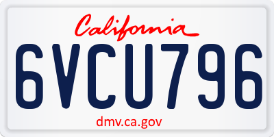 CA license plate 6VCU796