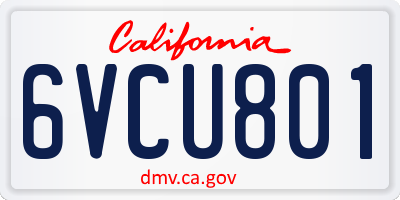 CA license plate 6VCU801