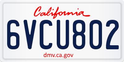 CA license plate 6VCU802
