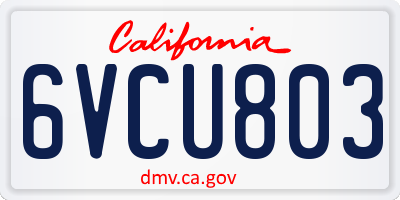 CA license plate 6VCU803