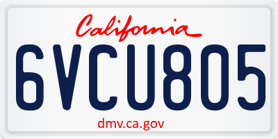 CA license plate 6VCU805