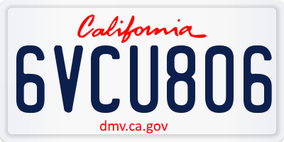CA license plate 6VCU806