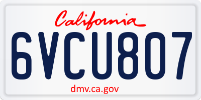 CA license plate 6VCU807