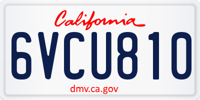 CA license plate 6VCU810