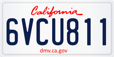 CA license plate 6VCU811