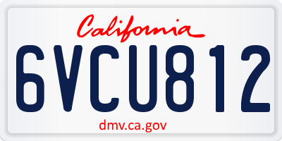 CA license plate 6VCU812