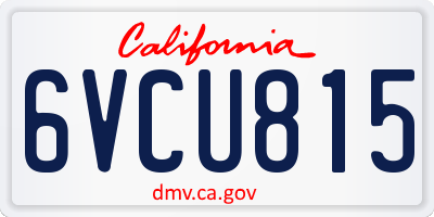 CA license plate 6VCU815