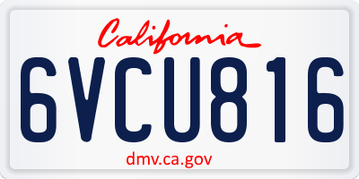 CA license plate 6VCU816