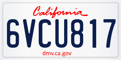 CA license plate 6VCU817