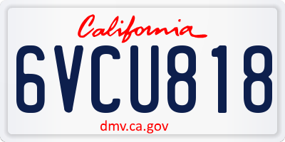CA license plate 6VCU818