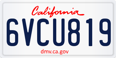 CA license plate 6VCU819
