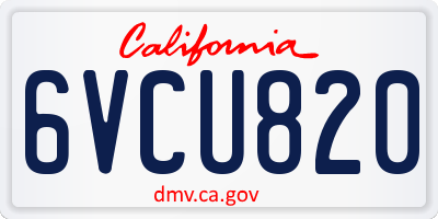 CA license plate 6VCU820