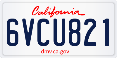 CA license plate 6VCU821