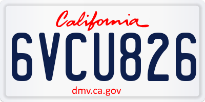 CA license plate 6VCU826