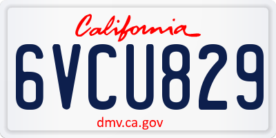 CA license plate 6VCU829
