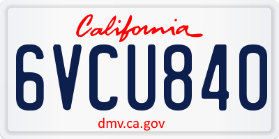 CA license plate 6VCU840