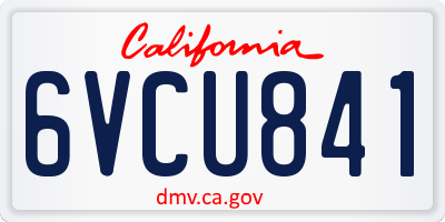 CA license plate 6VCU841