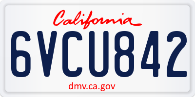 CA license plate 6VCU842