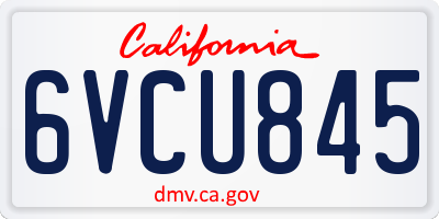 CA license plate 6VCU845