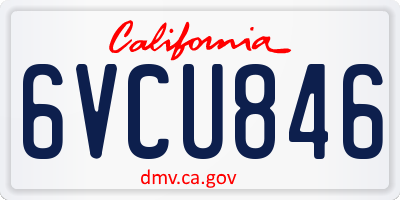 CA license plate 6VCU846