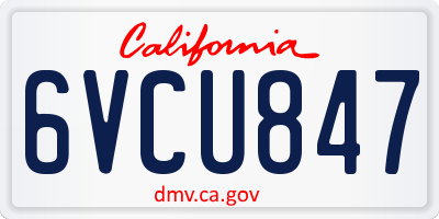 CA license plate 6VCU847