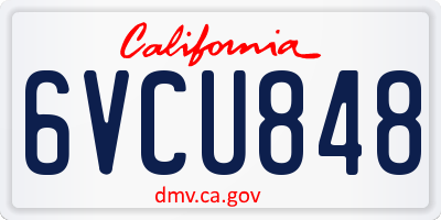 CA license plate 6VCU848