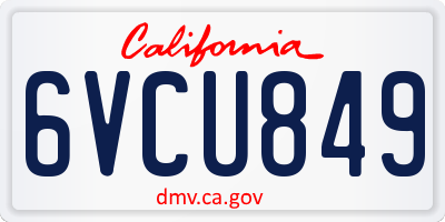 CA license plate 6VCU849