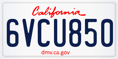 CA license plate 6VCU850