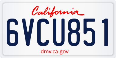 CA license plate 6VCU851
