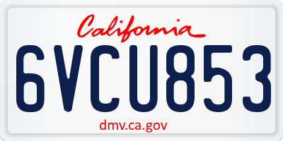 CA license plate 6VCU853