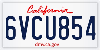 CA license plate 6VCU854