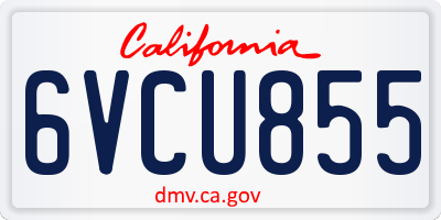 CA license plate 6VCU855