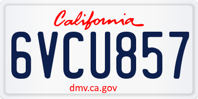 CA license plate 6VCU857