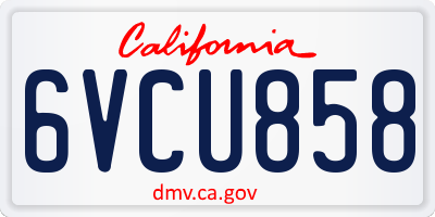 CA license plate 6VCU858