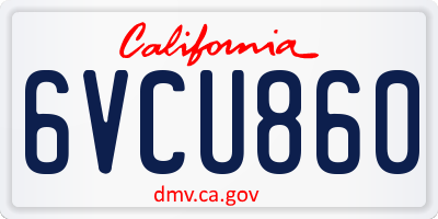 CA license plate 6VCU860