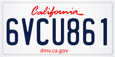 CA license plate 6VCU861
