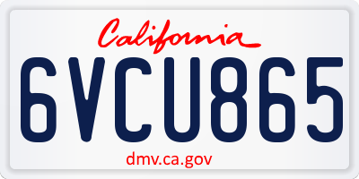 CA license plate 6VCU865