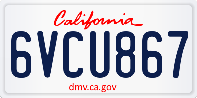 CA license plate 6VCU867
