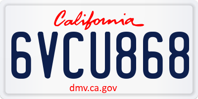 CA license plate 6VCU868