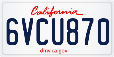 CA license plate 6VCU870
