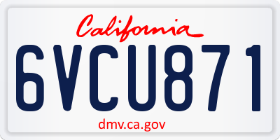 CA license plate 6VCU871