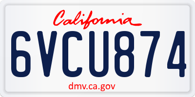 CA license plate 6VCU874