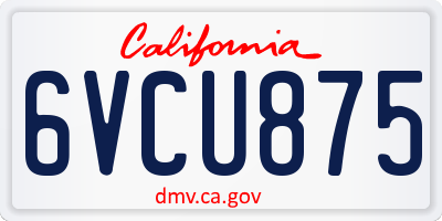 CA license plate 6VCU875