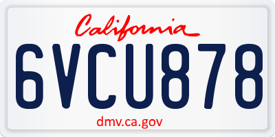 CA license plate 6VCU878