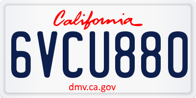 CA license plate 6VCU880