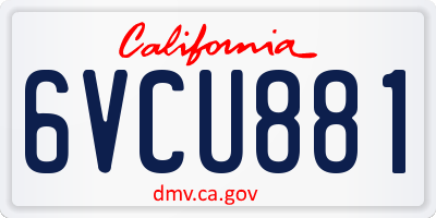 CA license plate 6VCU881