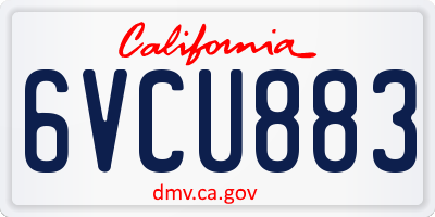 CA license plate 6VCU883