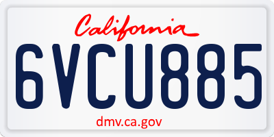 CA license plate 6VCU885