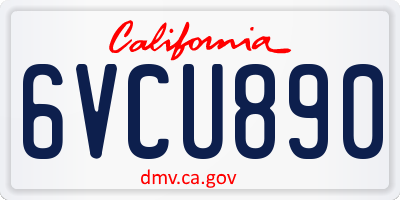 CA license plate 6VCU890
